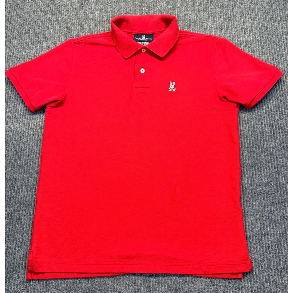 Psycho Bunny Mens Red Pima Cotton Short Sleeve Polo Shirt Size 4 M